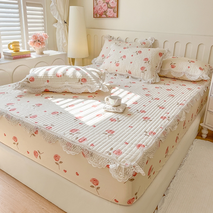 91家纺网 家纺一手货源 找家纺 麒豆豆 2025新款天丝印花床笠 西西里玫瑰