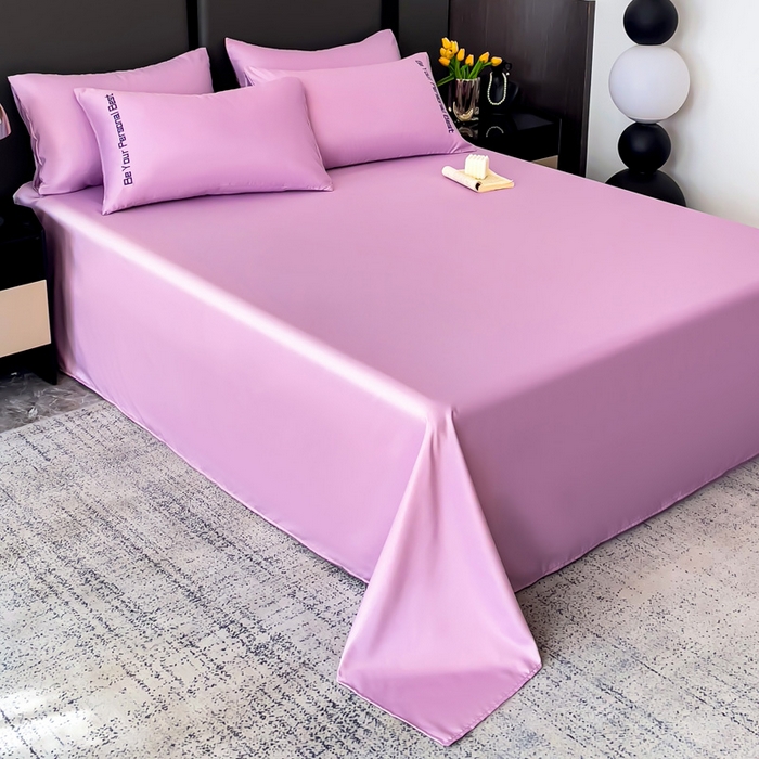 91家纺网 家纺一手货源 找家纺 纽缦家纺 2025新款纯色提花冰丝系列床单单件-单床单 梦幻紫