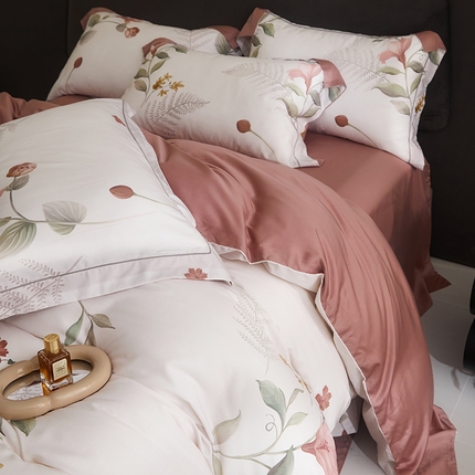 金奇达2025新款【盛夏流年】-茧养莱赛尔四件套（标准号全网控价（折后券后）不低于258元） 艾诺丝粉