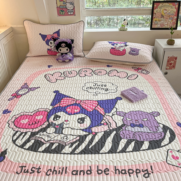 91家纺网 家纺一手货源 找家纺 金爱家 2025新款正版三丽鸥凉感乳胶凉席 贪玩库洛米