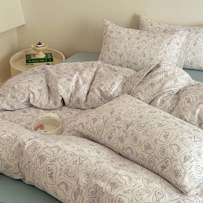 91家纺网 家纺一手货源 找家纺 塞纳 2026新款.全棉有氧双层纱四件套-场景二-浪漫主义-兰