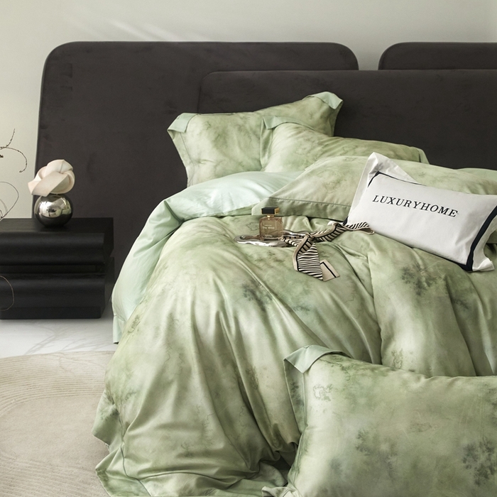 91家纺网 家纺一手货源 找家纺 金奇达2025新款【盛夏流年】-茧养莱赛尔四件套（标准号全网控价（折后券后）不低于258元） 墨尔本-飘飘绿