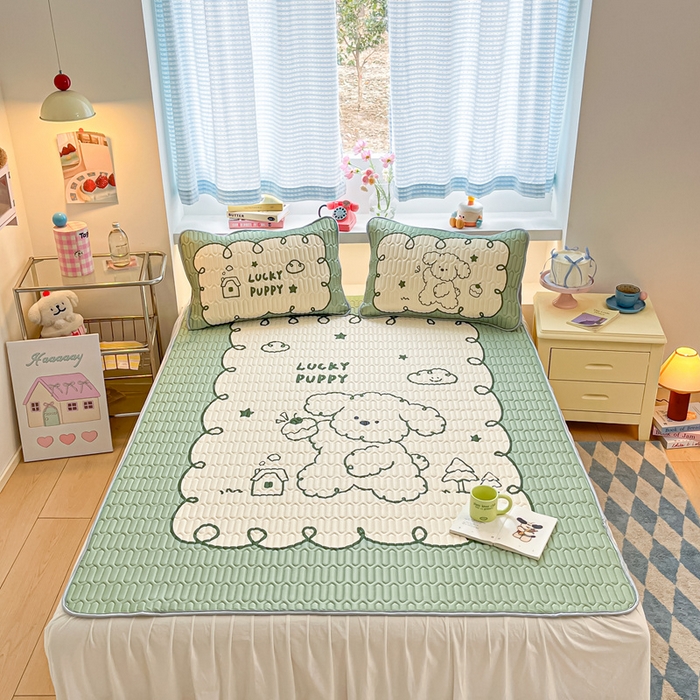 91家纺网 家纺一手货源 找家纺 川悦生活 2025新款大阪凉感丝凉席 小屋奶狗