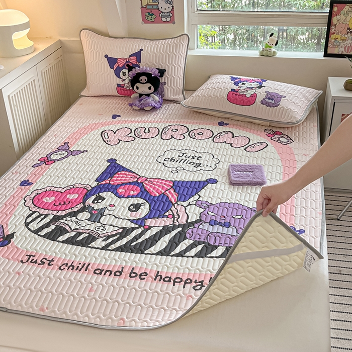 91家纺网 家纺一手货源 找家纺 金爱家 2025新款正版三丽鸥凉感乳胶凉席 贪玩库洛米