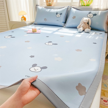 2025新款A类碳光冰丝印花凉席学生床席空调被夏被四件套配送买家秀 牛小兜