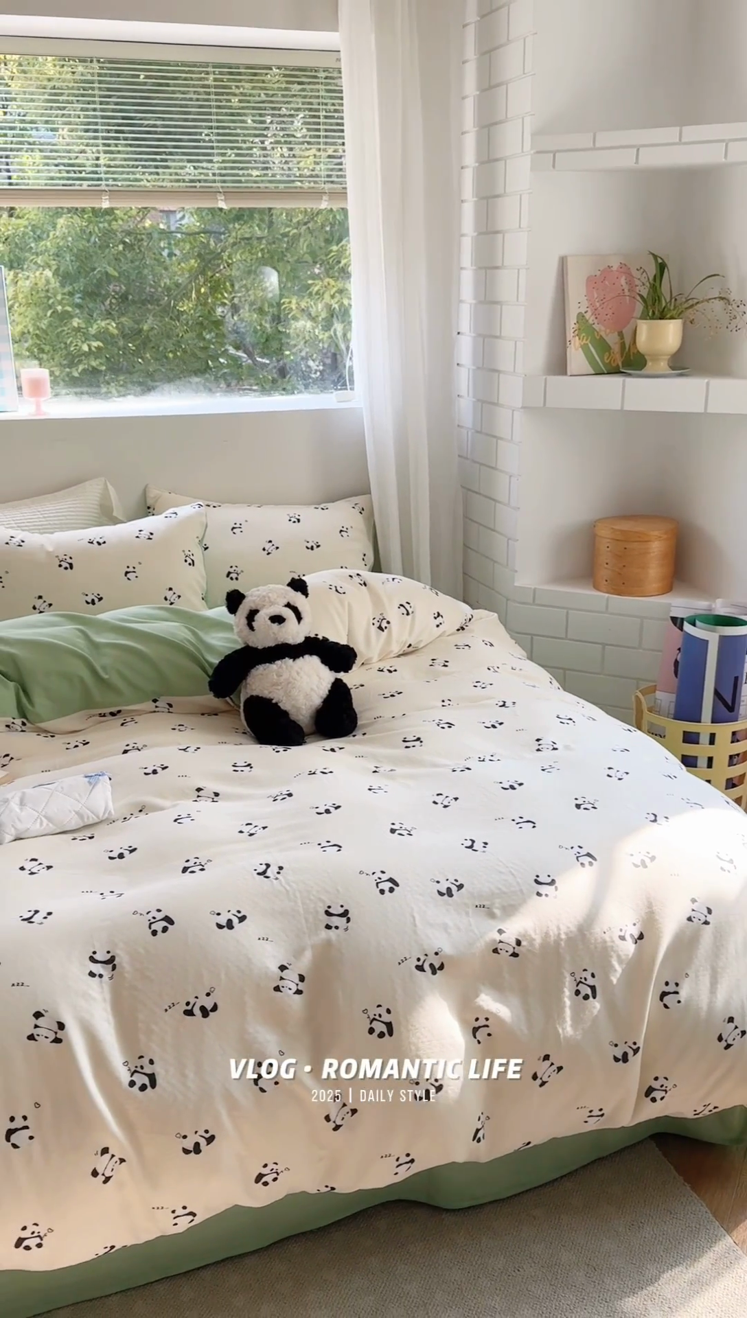 91家纺网 家纺一手货源 找家纺 2025新款全棉有氧双层纱四件套-卡通系列 熊猫仔仔