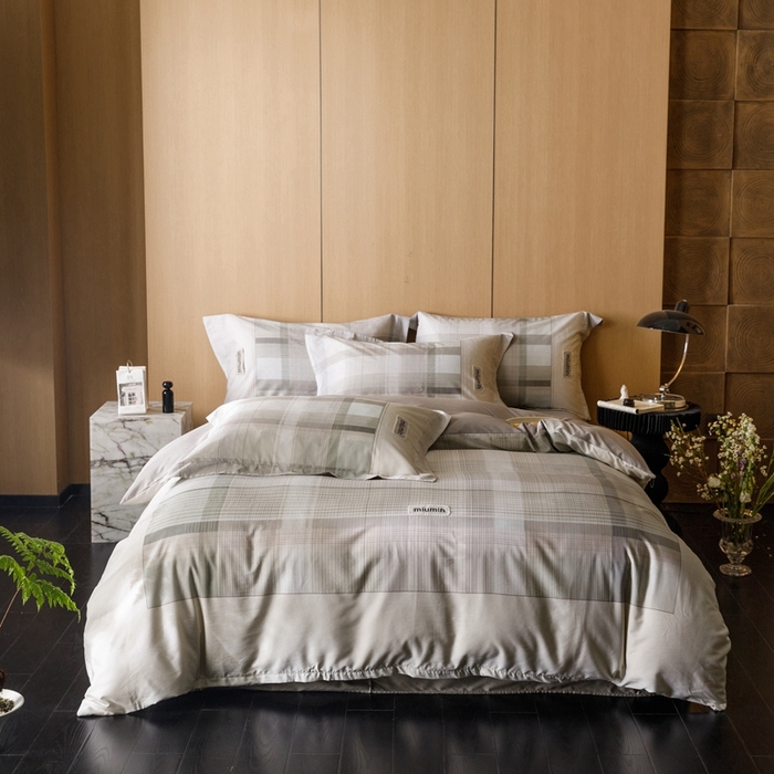 91家纺网 家纺一手货源 找家纺 金奇达2025新款【洛米奥】-轻氧水光天丝棉四件套（标准号全网控价（折后券后）不低于288元） 洛米奥-绿咖