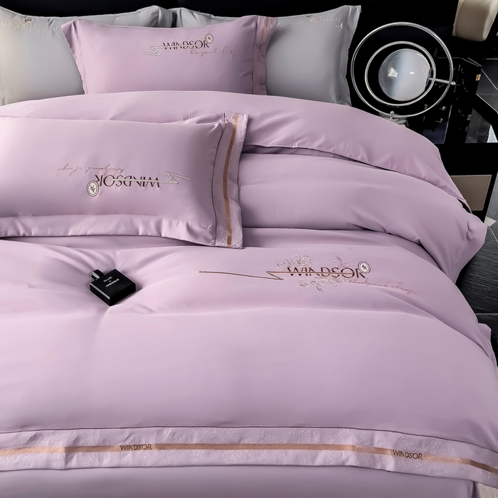 91家纺网 家纺一手货源 找家纺 （总）曲之慕 2025新品四季款高端刺绣四件套简约可水洗轻奢纯色刺绣四件套--蒂尔