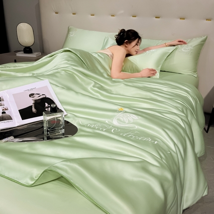 91家纺网 家纺一手货源 找家纺 （总）如一 2025新款麻绳系列水洗冰丝刺绣夏被四件套