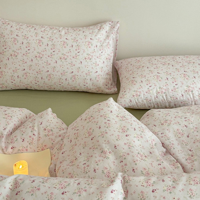 91家纺网 家纺一手货源 找家纺 塞纳 2026新款.全棉有氧双层纱四件套-场景二-拾秋-米粉