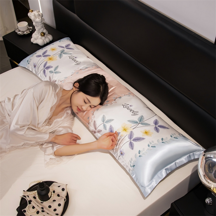 91家纺网 家纺一手货源 找家纺 梦舒羽 2025新款可水洗冰丝双人枕套凉爽情侣枕头套枕芯套 花曳