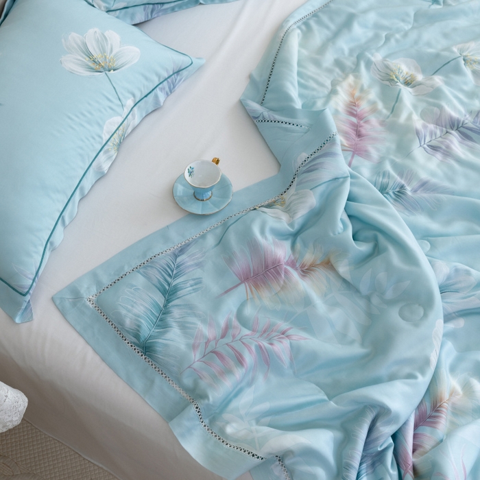 91家纺网 家纺一手货源 找家纺 棉生活家纺 2025新款春夏莫代尔天丝夏被 彩羽