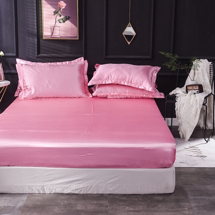 91家纺网 家纺一手货源 找家纺 经年 2025年特价款丝绸水洗冰丝四件套-单床笠 直播爆款 粉色