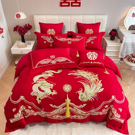 91家纺网 家纺一手货源 找家纺 甜咪咪婚庆 2025新款纯棉全棉面料刺绣结婚 婚庆 四件套 多件套  小红书推荐热款 贵族龙凤