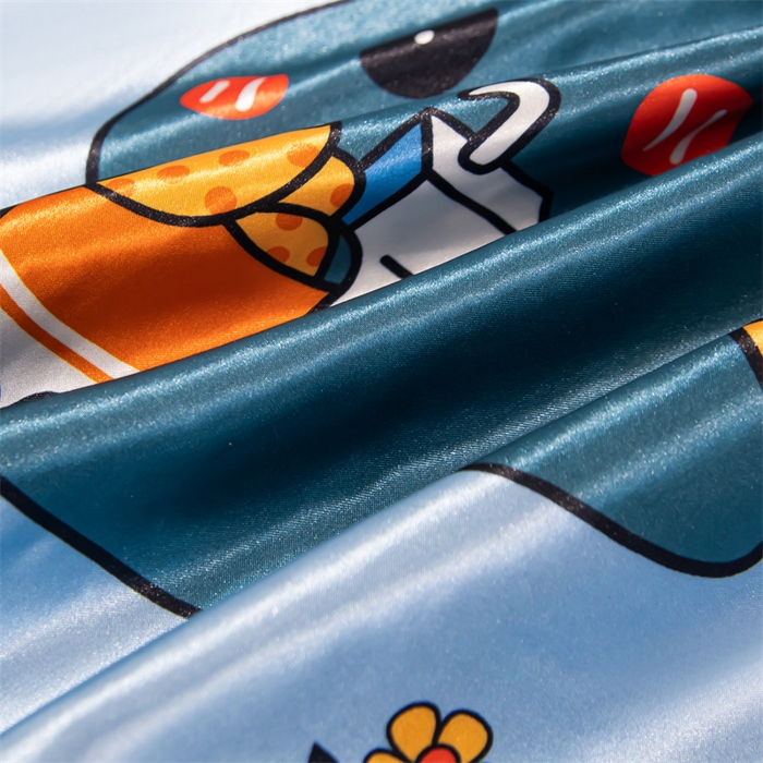 91家纺网 家纺一手货源 找家纺 梦舒羽 2025新款可水洗冰丝卡通枕套宿舍48x74cm单人凉爽枕头套 贪吃龙