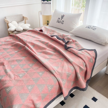 鸣升家纺 2025新款a类全棉三层纱多功能毛巾被盖毯床单夏被空调被 H粉