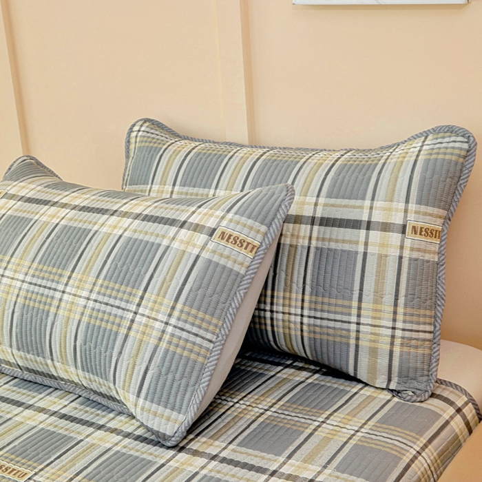 91家纺网 家纺一手货源 找家纺 情煊家纺 2025新款双面全棉夹棉枕套 伯格灰