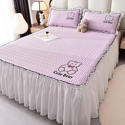 炫拼家纺 2025新款coco熊床裙款乳胶凉席 coco熊-熏衣紫