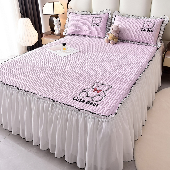 91家纺网 家纺一手货源 找家纺 炫拼家纺 2025新款coco熊床裙款乳胶凉席 coco熊-熏衣紫