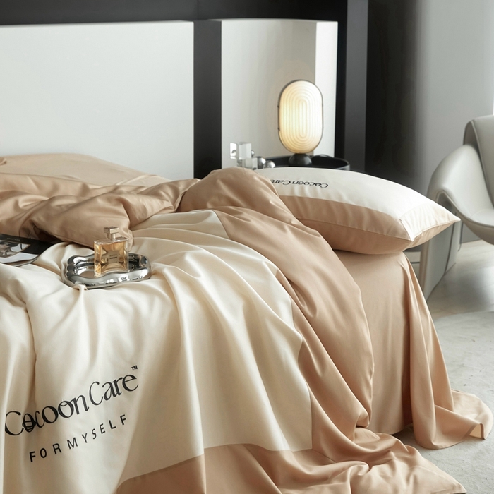 91家纺网 家纺一手货源 找家纺 金奇达2025新款【洛伊】-茧养莱赛尔四件套（标准号全网控价（折后券后）不低于258元） 洛伊-可可棕