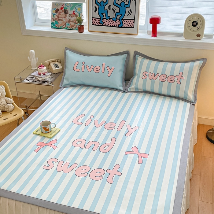 91家纺网 家纺一手货源 找家纺 川悦生活 2025新款大版凉感冰丝席三件套 半岛物语