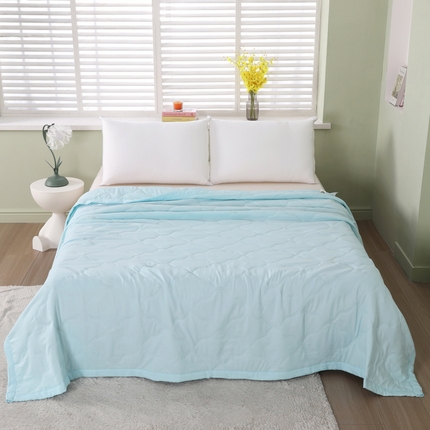 太阳树家纺 2025水洗棉夏被夏凉被空调被超声波压花礼品直播供应链引流爆款 湖蓝