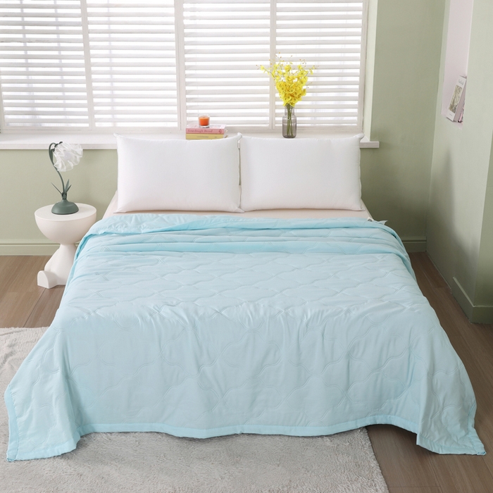 91家纺网 家纺一手货源 找家纺 太阳树家纺 2025水洗棉夏被夏凉被空调被超声波压花礼品直播供应链引流爆款 湖蓝