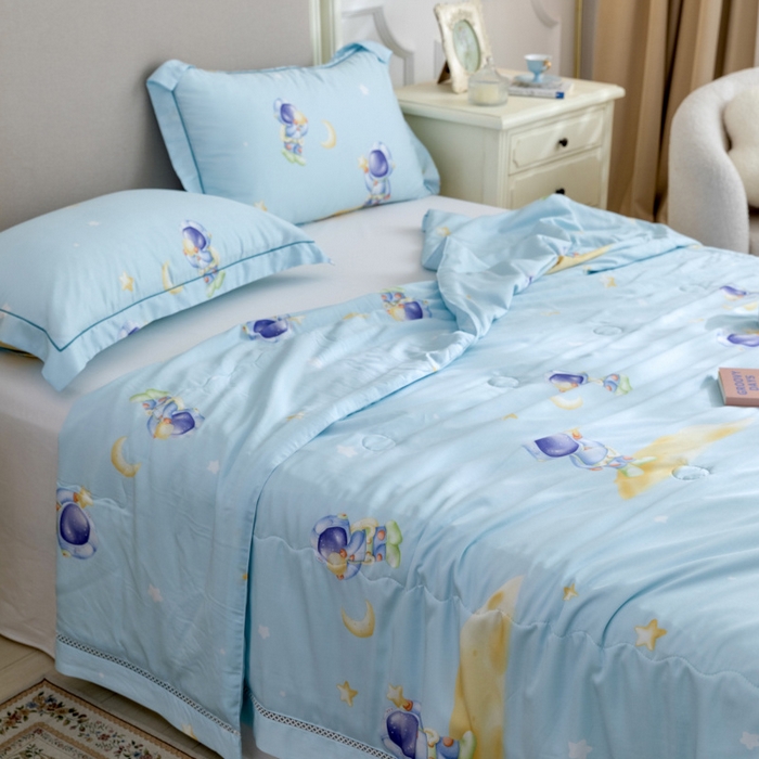 91家纺网 家纺一手货源 找家纺 棉生活家纺 2025新款春夏莫代尔天丝夏被 太空遨游绿