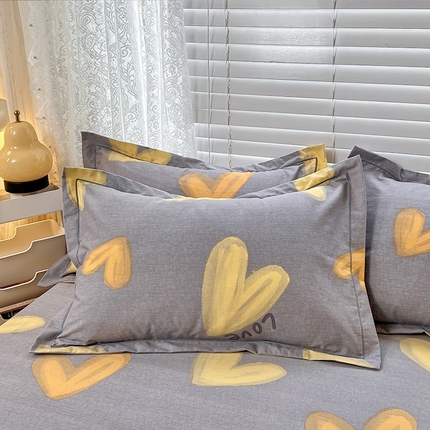 91家纺网 家纺一手货源 找家纺 简约家纺 2025新款全棉磨毛印花单品枕套 奶油慕斯-灰