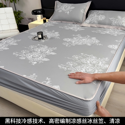 孩子王家纺 2025新款轻柔丝凉席冰丝席-南鸢系列 床笠款-南鸢-银月灰