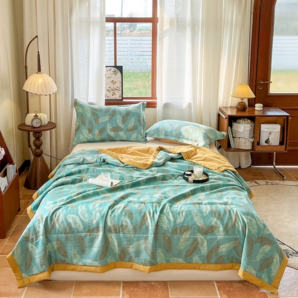 91家纺网 家纺一手货源 找家纺 （总）欢乐季  2025新款A类抗菌双层纱大豆夏凉被空调被夏被四件套