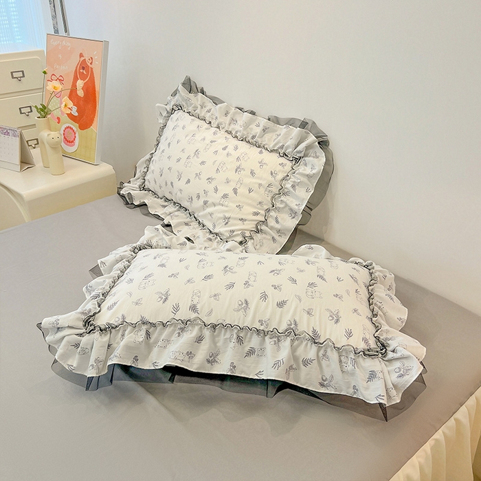 91家纺网 家纺一手货源 找家纺 （总）眠帛家居 2025新款A类皱皱纱蕾丝花边四件套