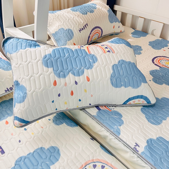 91家纺网 家纺一手货源 找家纺 小虾米 2025乳胶凉席上下床床笠 七彩云朵