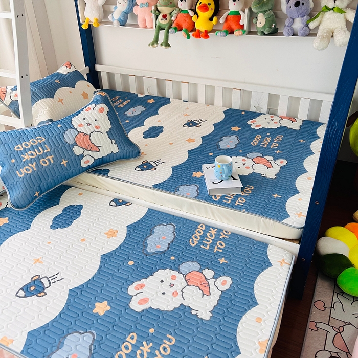 91家纺网 家纺一手货源 找家纺 小虾米 2025乳胶凉席上下床床笠 快乐宝贝