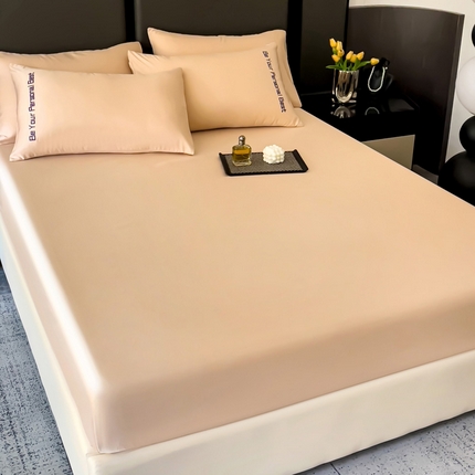 纽缦家纺 2025新款纯色提花冰丝系列床笠单件-单床笠 麦穗黄