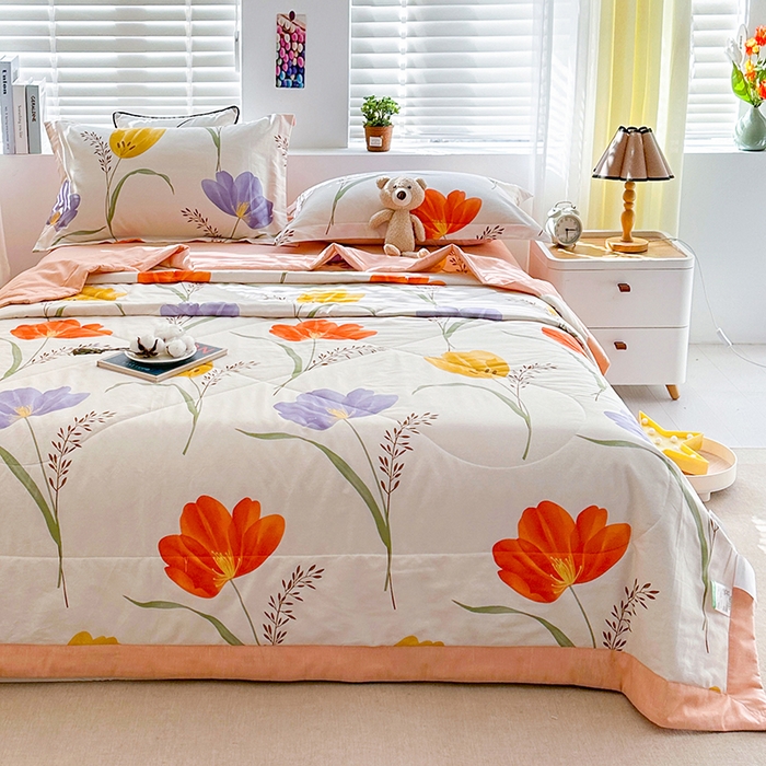 91家纺网 家纺一手货源 找家纺 欧夏家纺 2025新款里外全棉印花夏被100%新疆棉花 阑珊