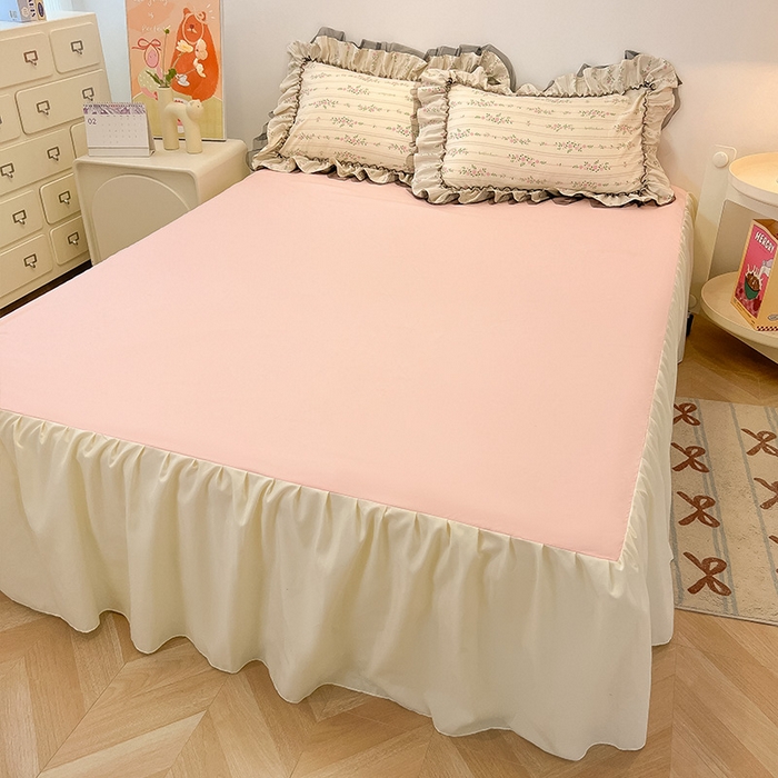 91家纺网 家纺一手货源 找家纺 眠帛家居 2025新款A类皱皱纱蕾丝花边四件套 锦簇