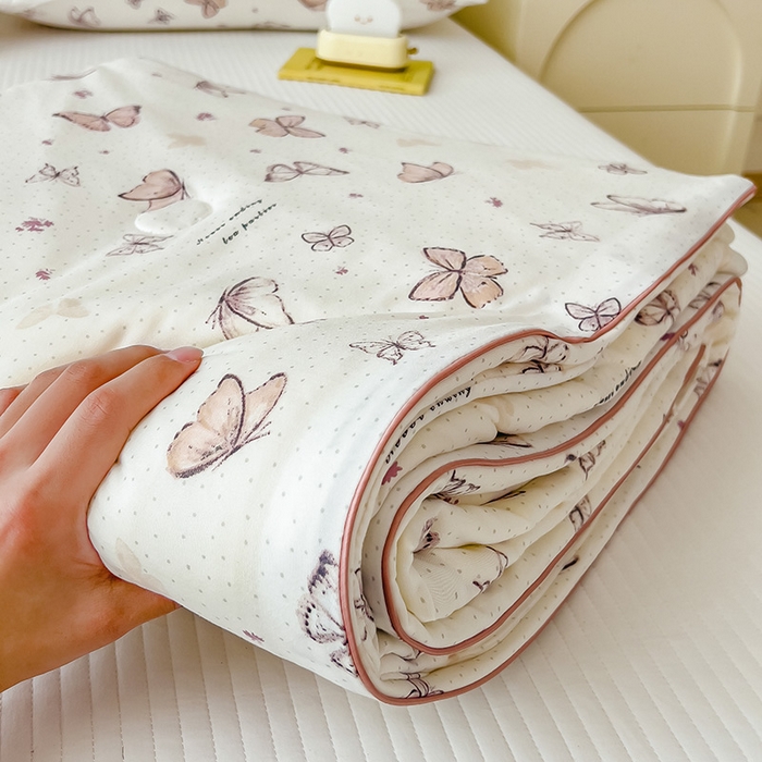 91家纺网 家纺一手货源 找家纺 2025新款A类小清新针织棉夏凉被 小芙贝拉