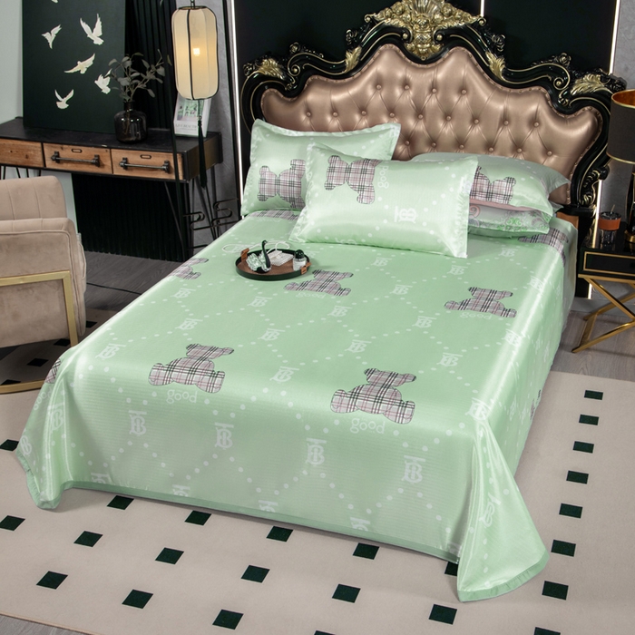 91家纺网 家纺一手货源 找家纺 肖恩毯业 2025新款印花斜纹冰丝席三件套 薄荷清晨