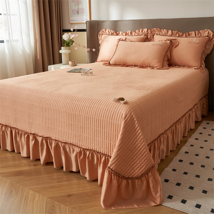 91家纺网 家纺一手货源 找家纺 恒爱家纺  2025新款莫代尔柔情似水多功能夏被床盖四件套			 			 爱玛橙