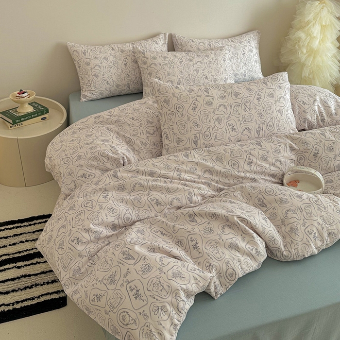 91家纺网 家纺一手货源 找家纺 塞纳 2026新款.全棉有氧双层纱四件套-场景二-浪漫主义-兰