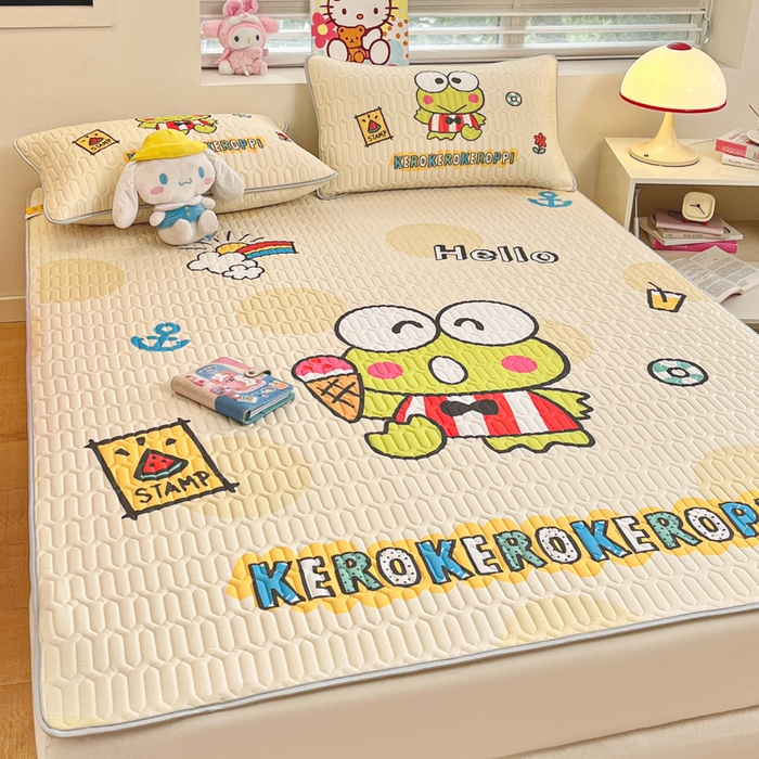 91家纺网 家纺一手货源 找家纺 金爱家 2025新款正版三丽鸥凉感乳胶凉席 夏日大眼蛙