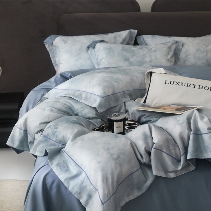 91家纺网 家纺一手货源 找家纺 金奇达2025新款【盛夏流年】-茧养莱赛尔四件套（标准号全网控价（折后券后）不低于258元） 墨尔本-星空蓝