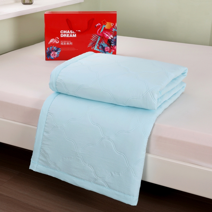 91家纺网 家纺一手货源 找家纺 太阳树家纺 2025水洗棉夏被夏凉被空调被超声波压花礼品直播供应链引流爆款 湖蓝
