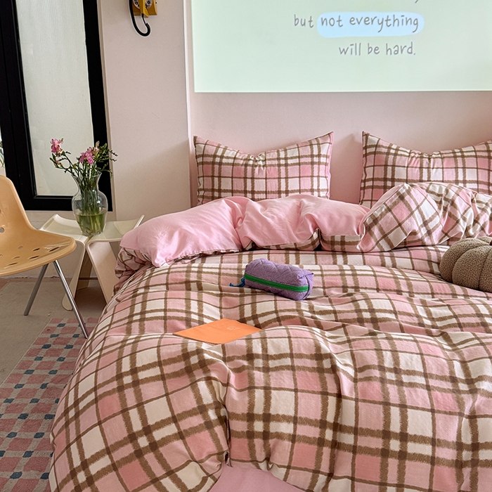 91家纺网 家纺一手货源 找家纺 （总）2025新款全棉有氧双层纱四件套-简约系列