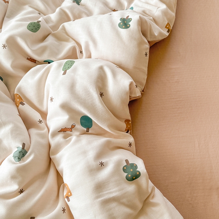 91家纺网 家纺一手货源 找家纺 2025新款40s全棉双层纱圆角吊边款四件套乐童-咖