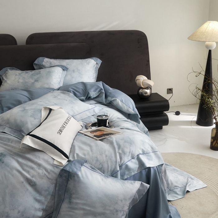 91家纺网 家纺一手货源 找家纺 金奇达2025新款【盛夏流年】-茧养莱赛尔四件套（标准号全网控价（折后券后）不低于258元） 墨尔本-星空蓝