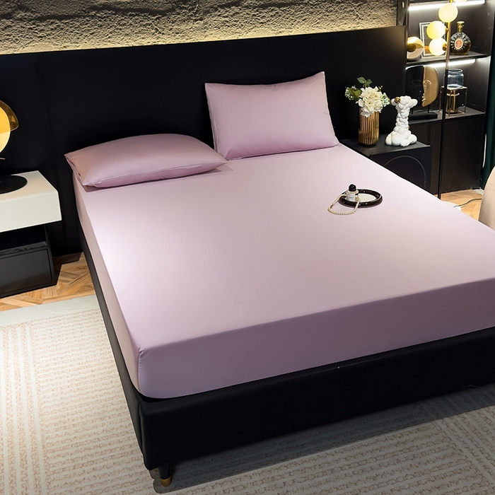 91家纺网 家纺一手货源 找家纺 氧家2025新款60s贡缎长绒棉纯色随心配系列-床笠 豆蔻紫