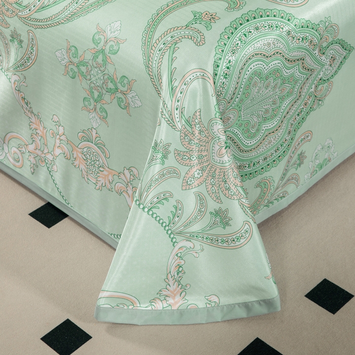 91家纺网 家纺一手货源 找家纺 肖恩毯业 2025新款印花斜纹冰丝席三件套 晚风来信