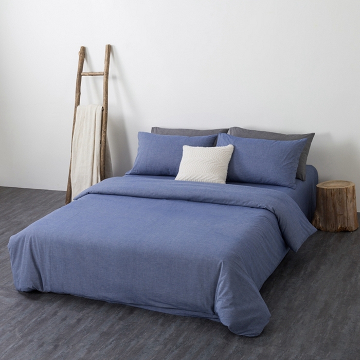 91家纺网 家纺一手货源 找家纺 玖弘家居 2025新款水洗棉单被套 牛仔蓝